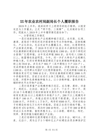 XX年农业农村局副局长个人履职报告