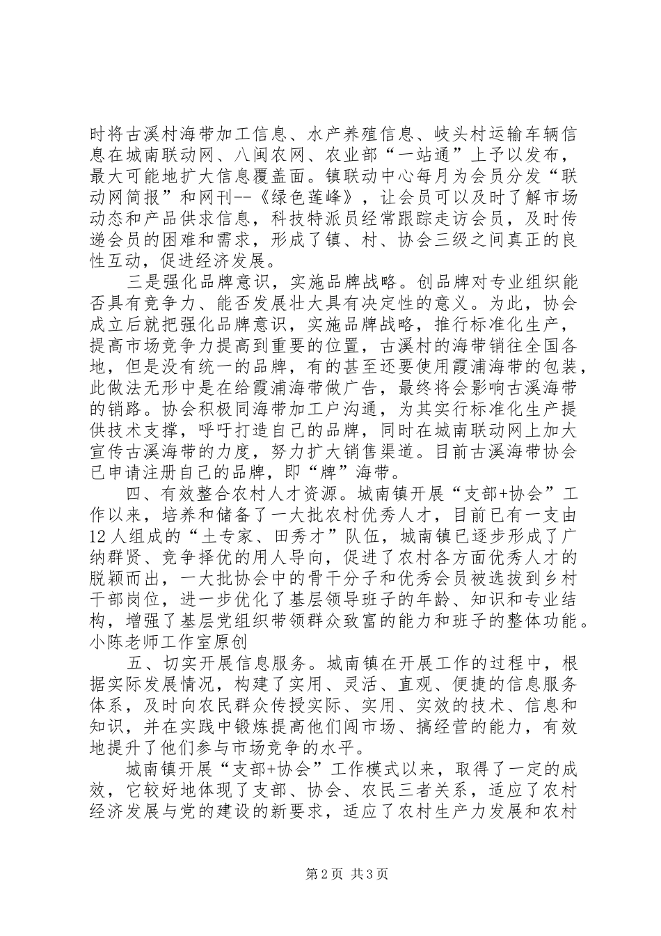 城南镇开展“支部+协会”工作情况汇报_第2页