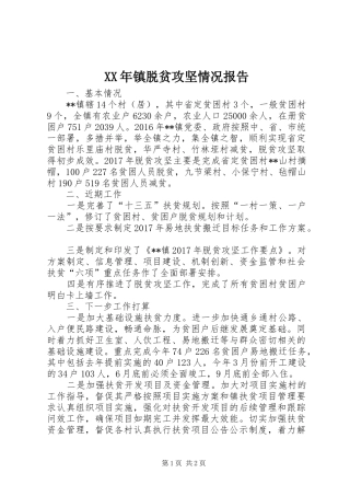 XX年镇脱贫攻坚情况报告