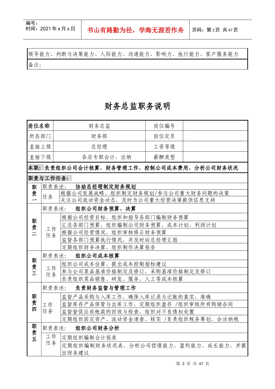 餐饮业最祥尽的各岗位职务说明_第3页
