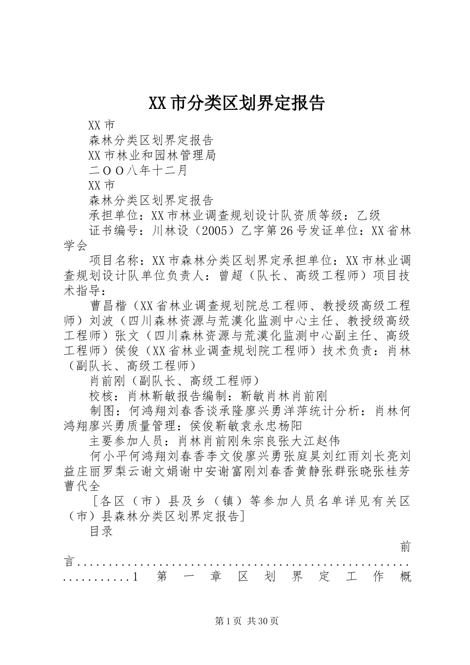 XX市分类区划界定报告_第1页