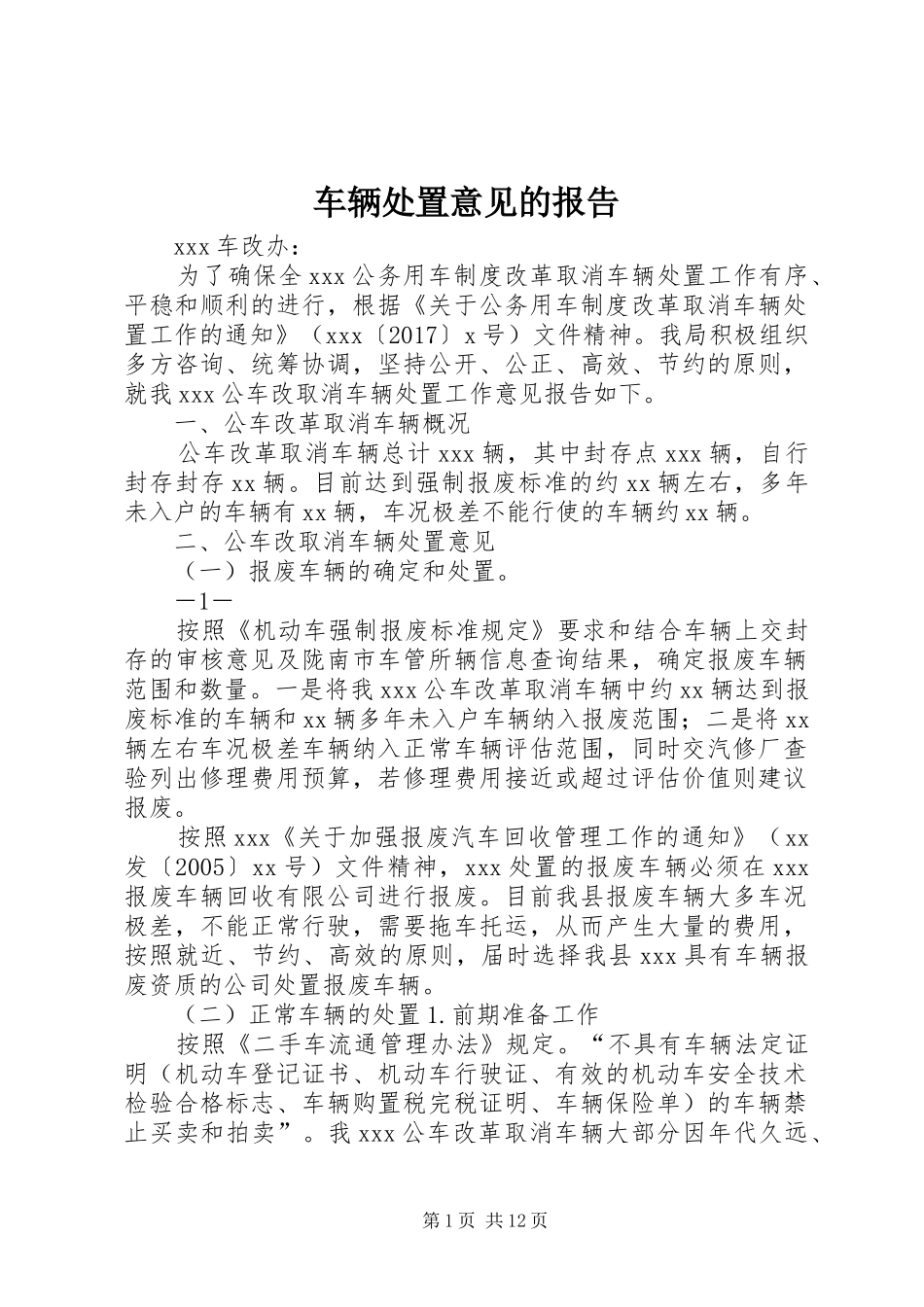 车辆处置意见的报告_第1页