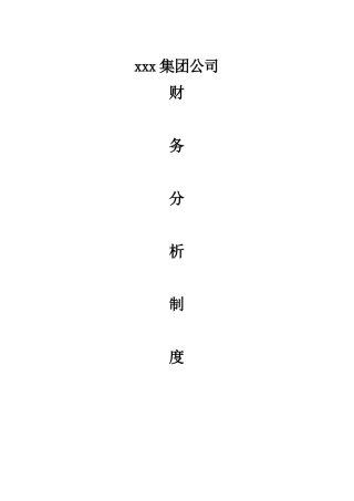 某集团公司财务分析制度