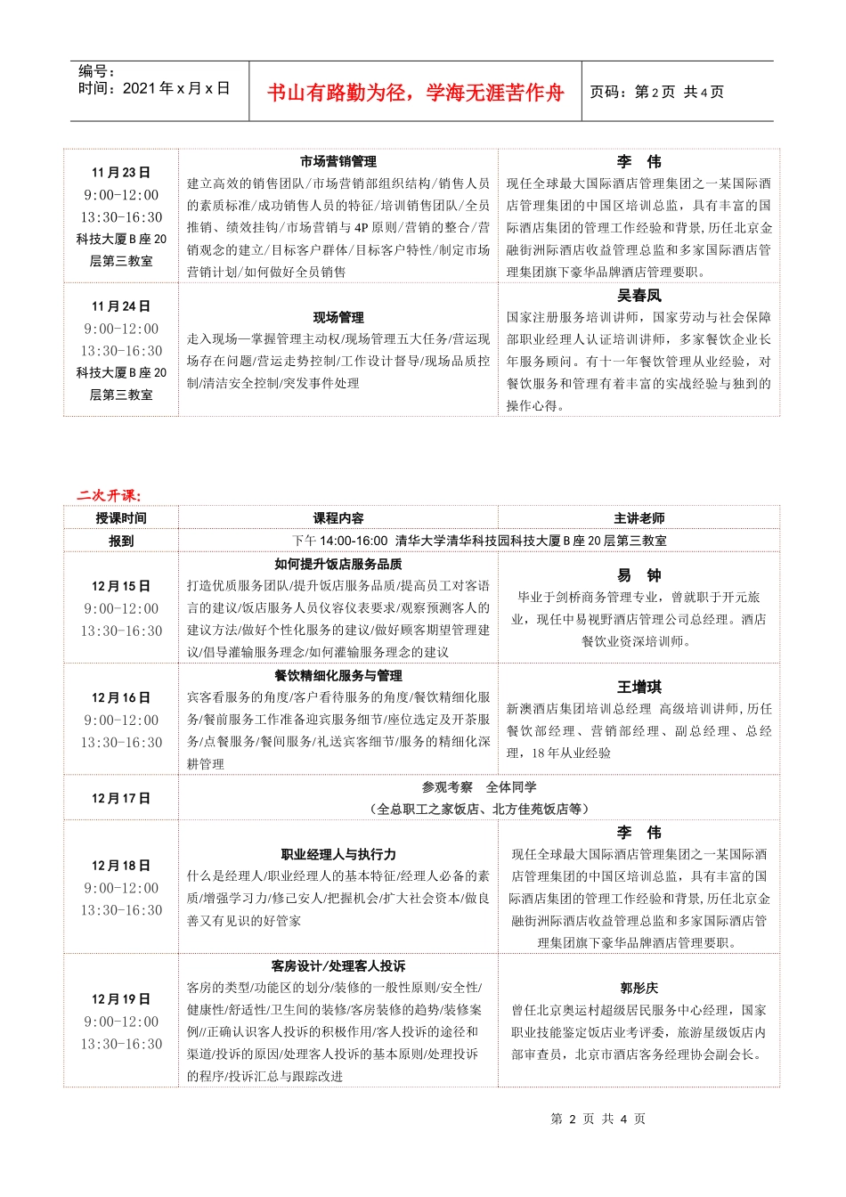 酒店(餐饮)中高层职业经理人(十七期)课程_第2页