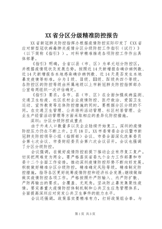 XX省分区分级精准防控报告