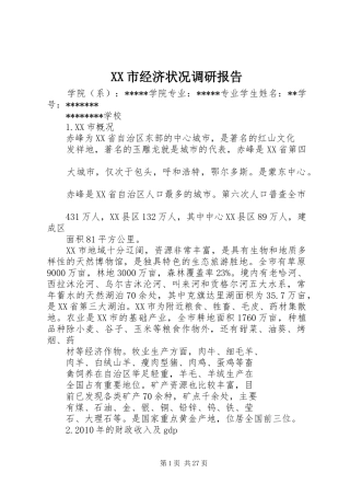 XX市经济状况调研报告