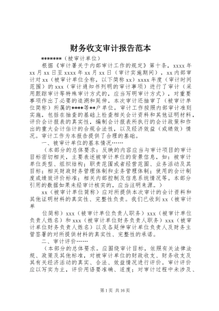 财务收支审计报告范本