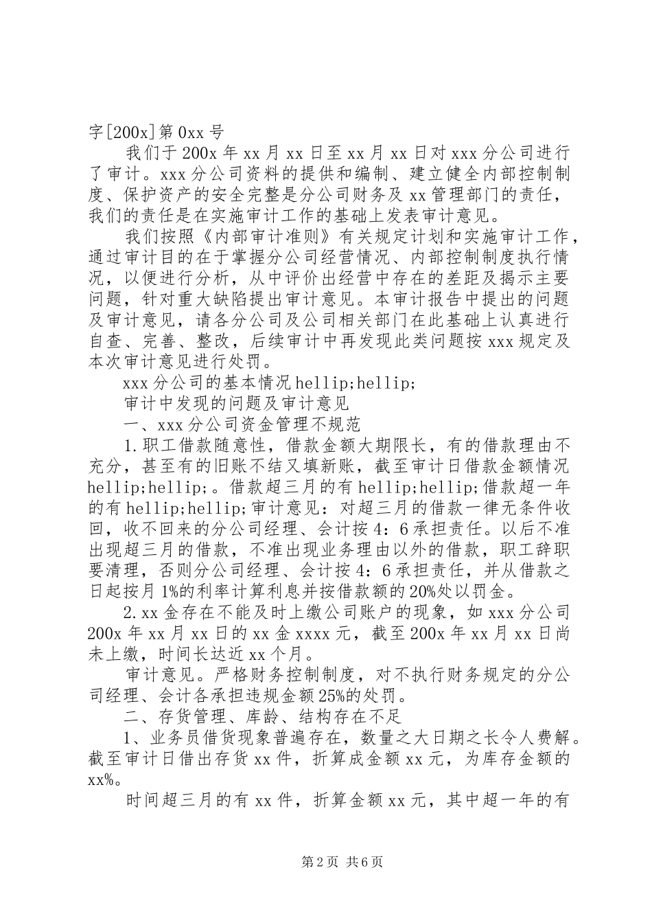 XX年公司财务审计报告范本_第2页