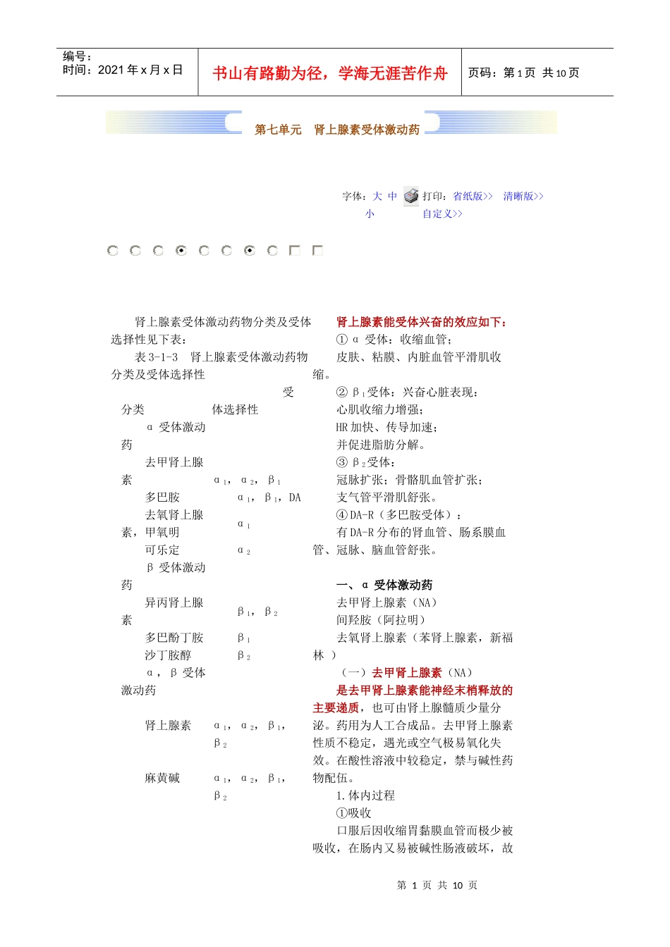 第七单元 肾上腺素受体激动药_第1页