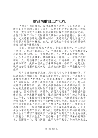 财政局财政工作汇报
