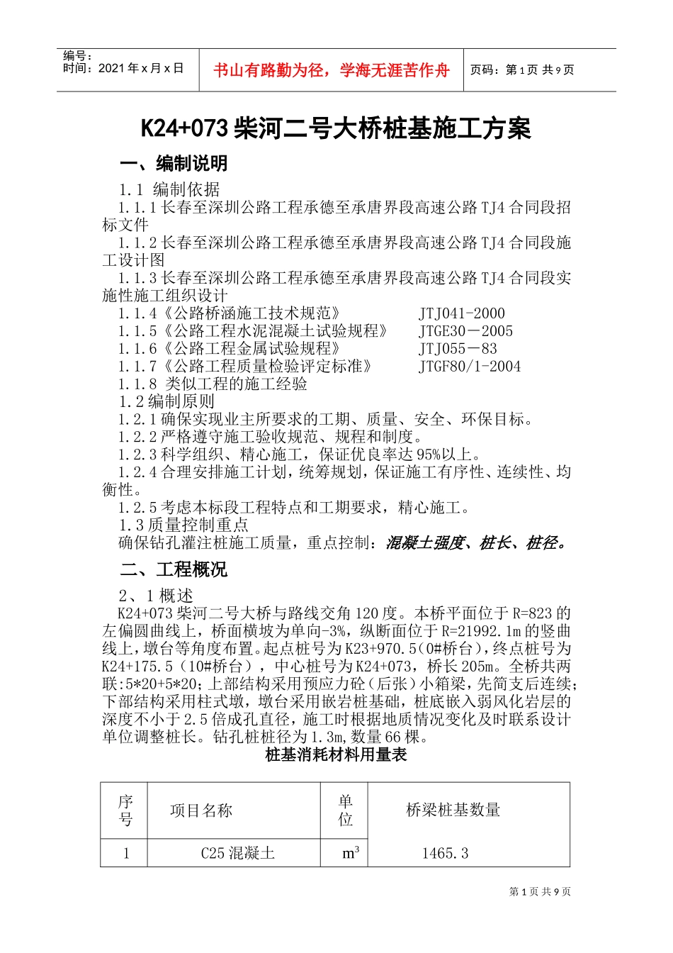钻孔灌注桩实施性施工组织设计(DOC18页)_第1页