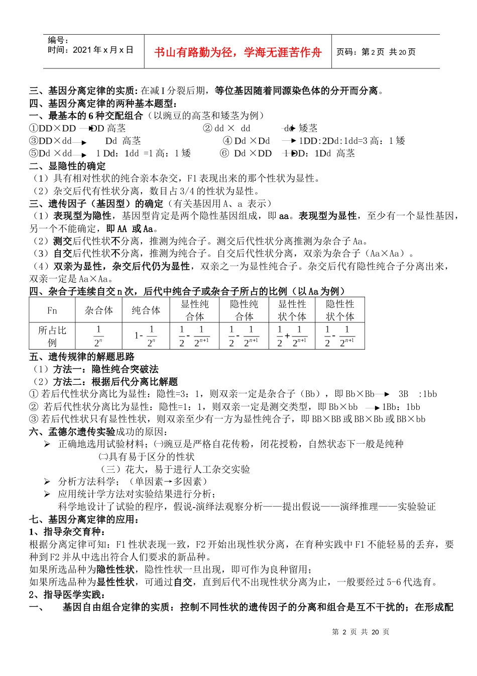 生物必修二复习提纲_第2页