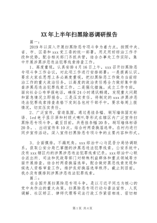 XX年上半年扫黑除恶调研报告