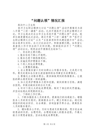 “问题认领”情况汇报