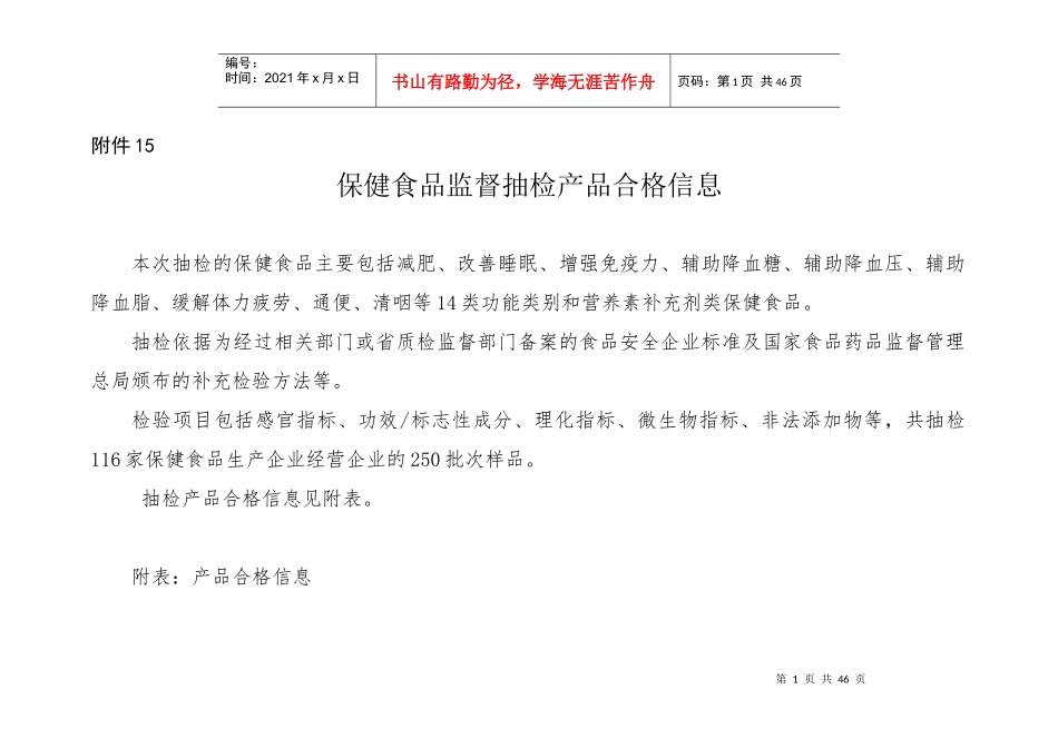 青海省第一期保健食品监督抽检合格产品信息_第1页