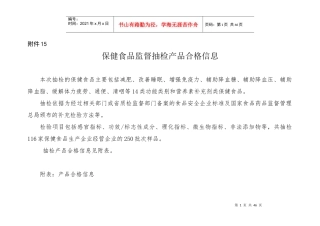 青海省第一期保健食品监督抽检合格产品信息
