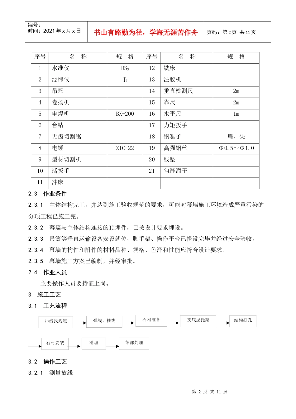石材幕墙工程施工工艺标准介绍_第2页