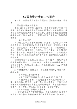 XX国有资产清查工作报告
