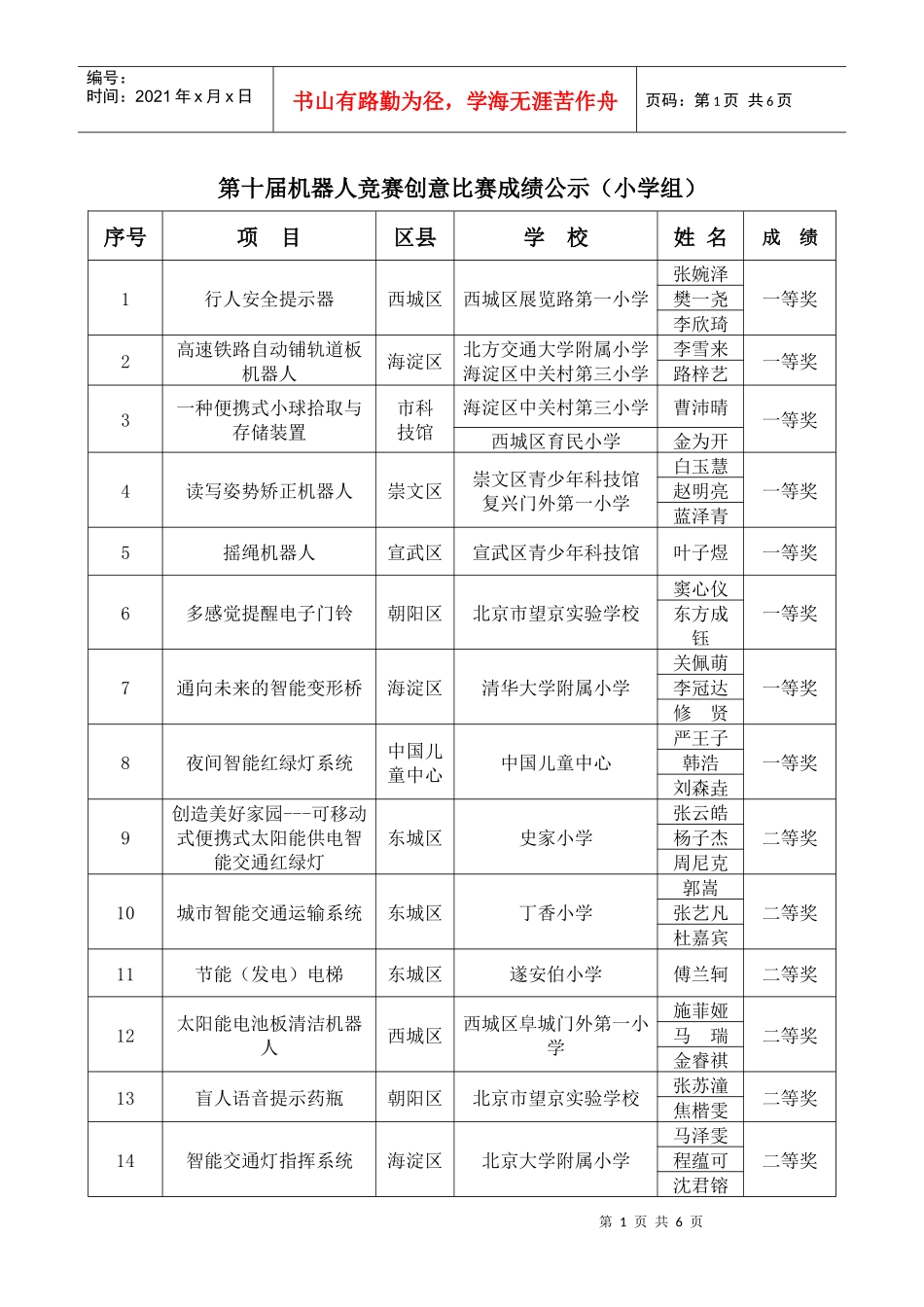 第七届机器人竞赛工程设计成绩公示_第1页