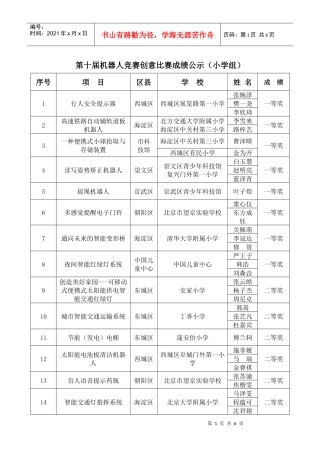第七届机器人竞赛工程设计成绩公示