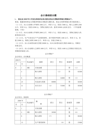 会计基础综合题(无纸化考试适用)