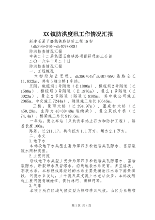 XX镇防洪度汛工作情况汇报