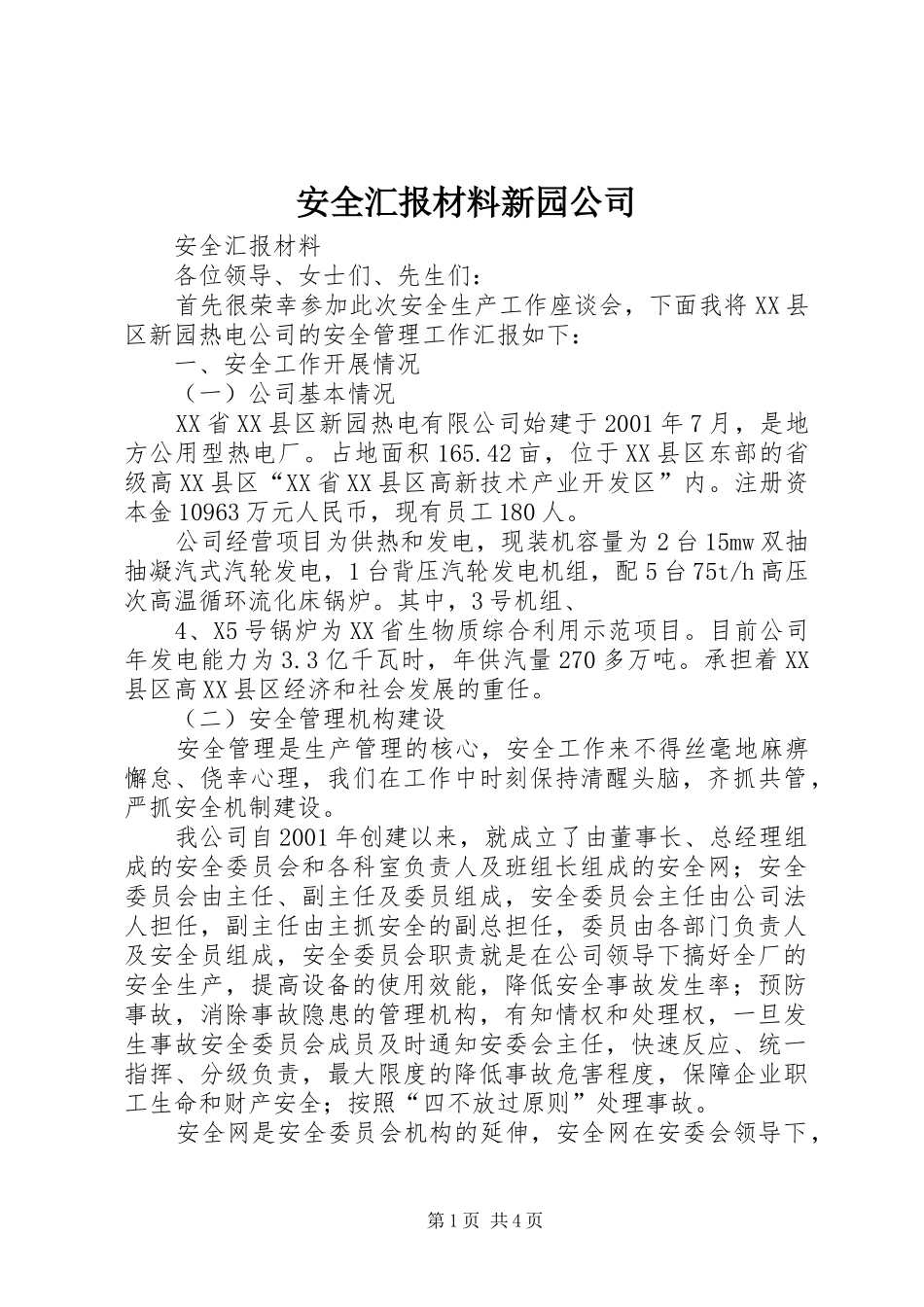 安全汇报材料新园公司_第1页