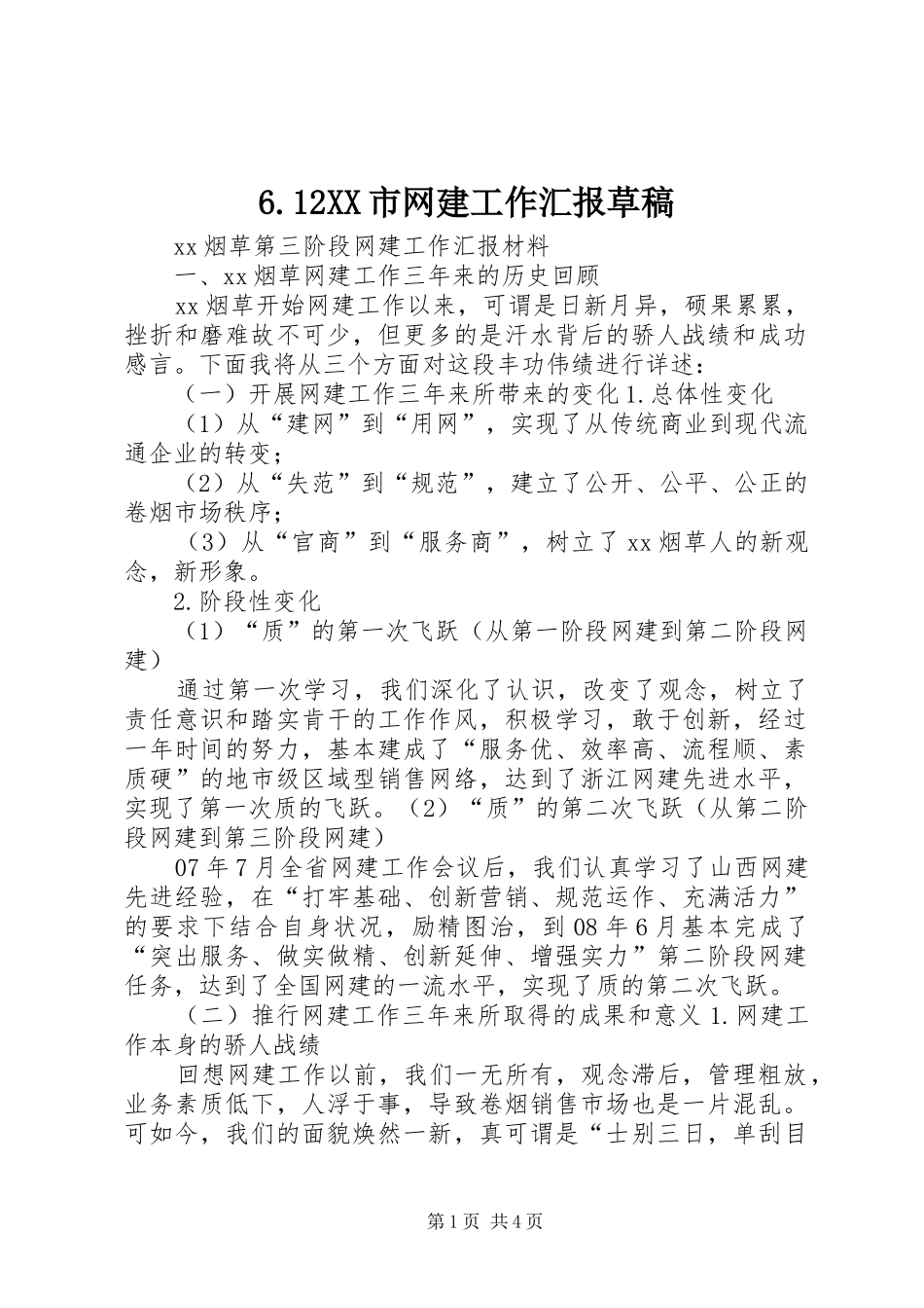 6.12XX市网建工作汇报草稿_第1页