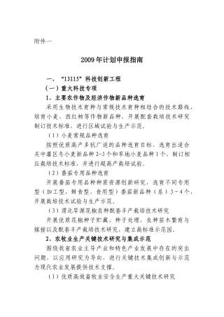 精品参考2009年计划申报指南