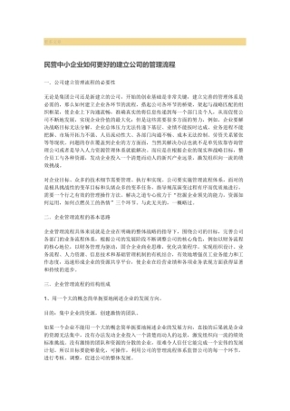 民营中小企业如何更好的建立公司的管理流程 文档