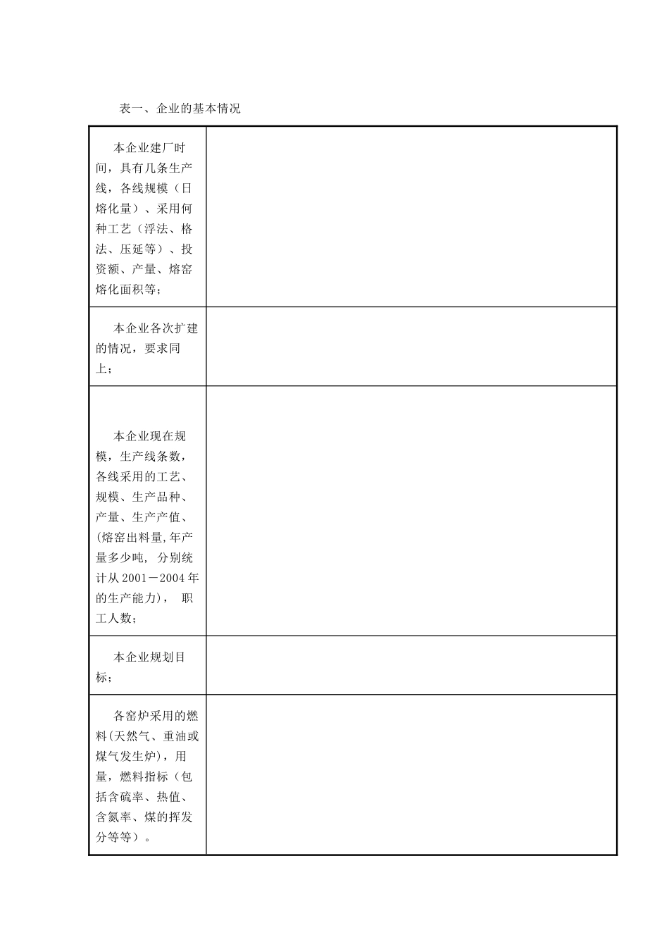 平板玻璃工业污染物排放控制状况调查表_第3页