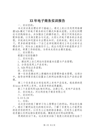 XX年电子商务实训报告