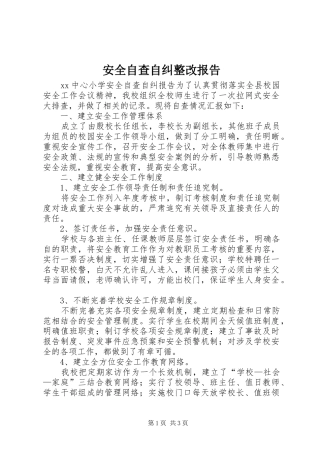 安全自查自纠整改报告