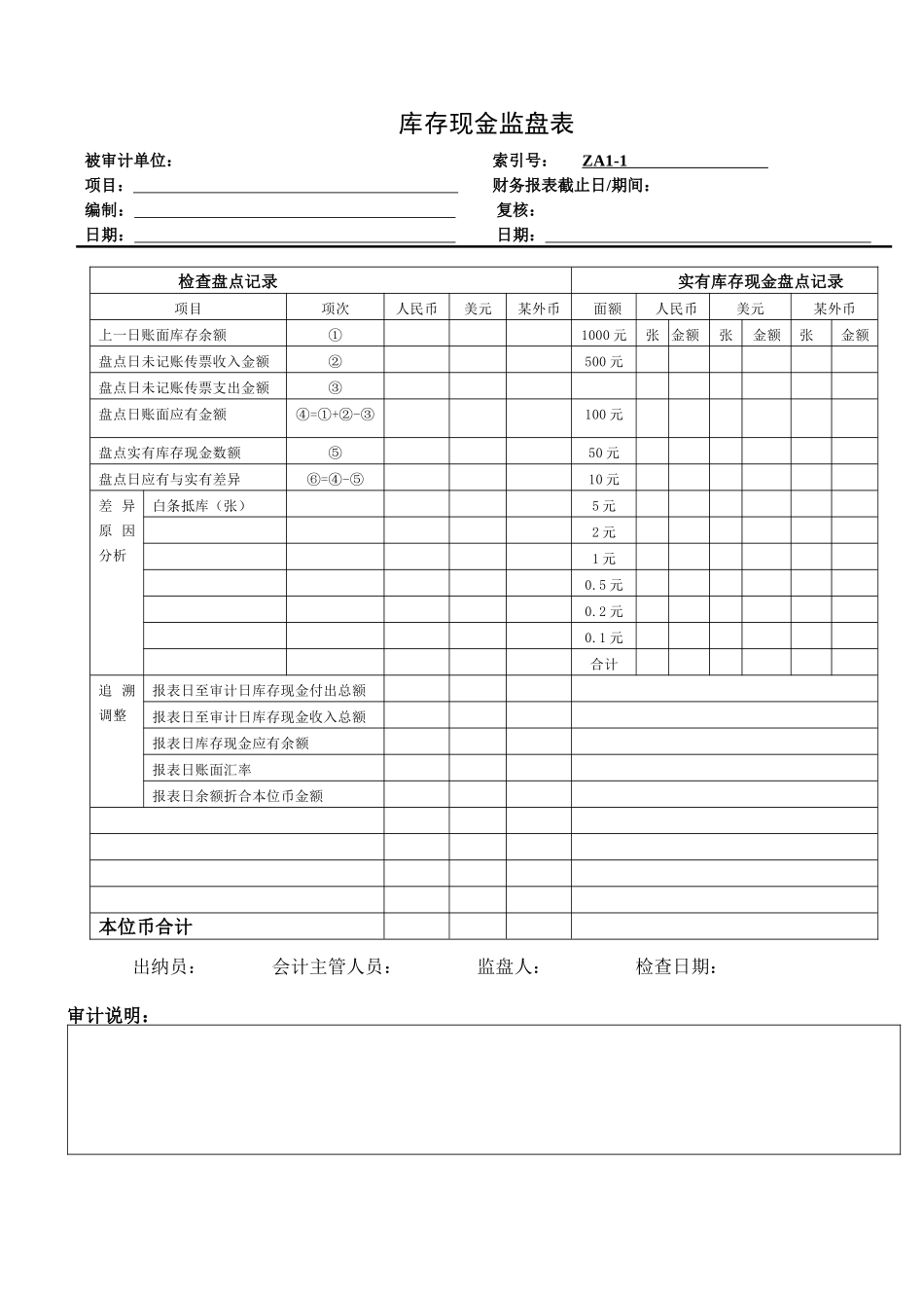 货币资金审定表格式_第2页