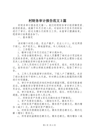 村财务审计报告范文3篇