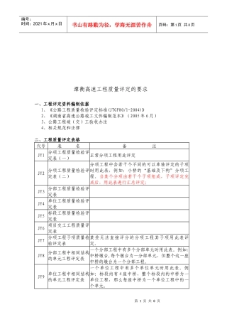 试谈潭衡高速工程质量评定的要求