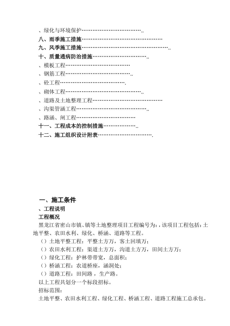 黑龙江省密山市某土地整理项目工程施工组织设计t(DOC95页)_第2页