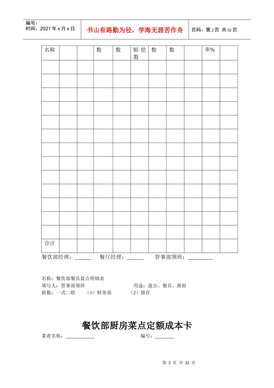 餐饮常用表格_第2页