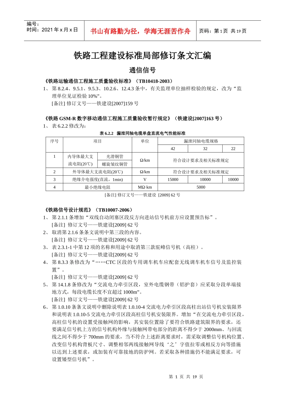 铁路工程建设标准局部修订条文_第1页