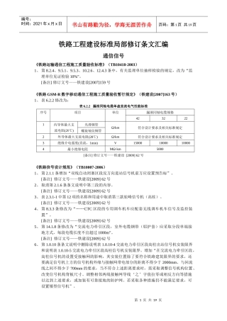 铁路工程建设标准局部修订条文