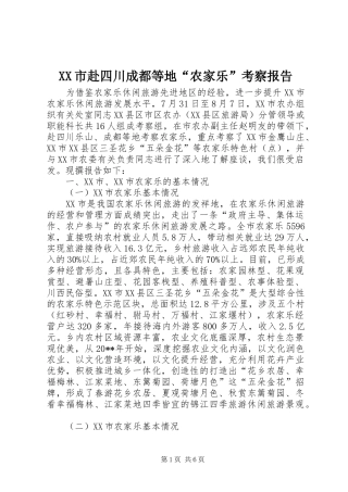 XX市赴四川成都等地“农家乐”考察报告