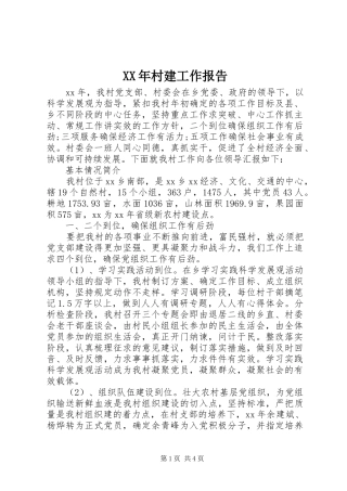 XX年村建工作报告