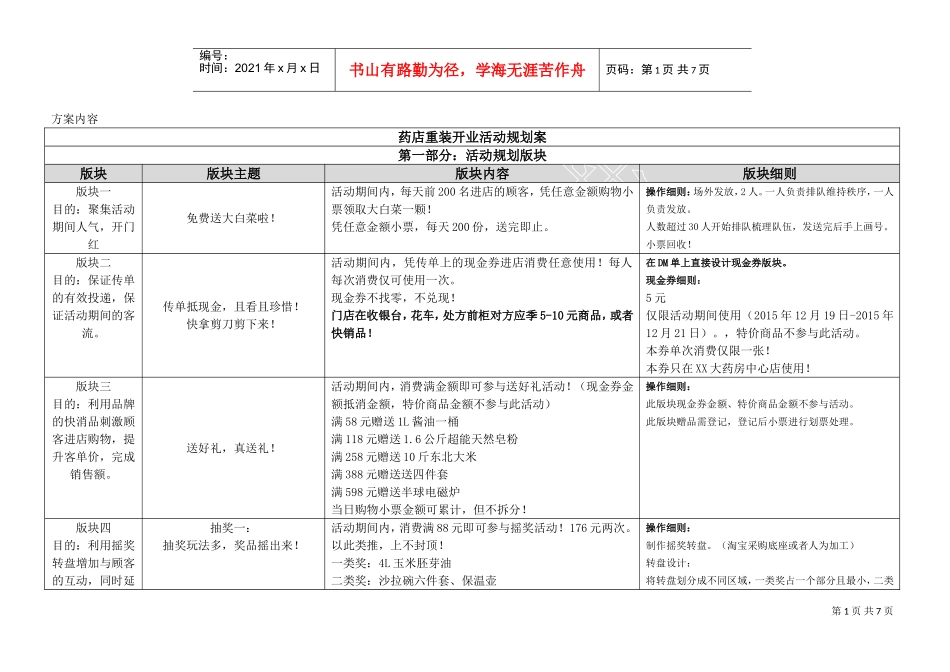 药店重装开业活动策划方案(DOC8页)_第1页