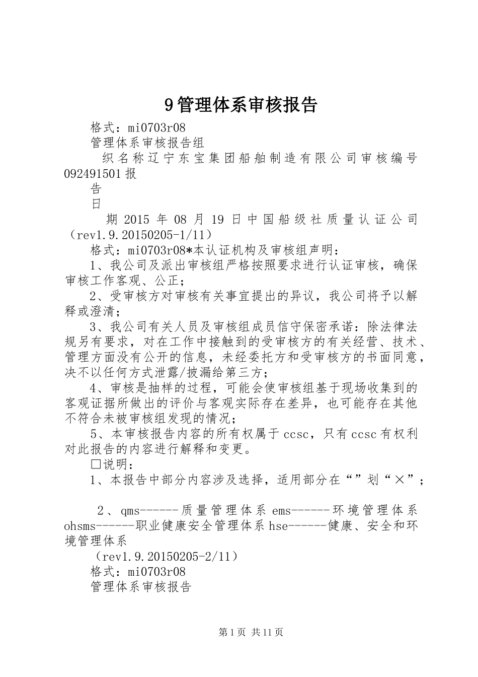 9管理体系审核报告_第1页