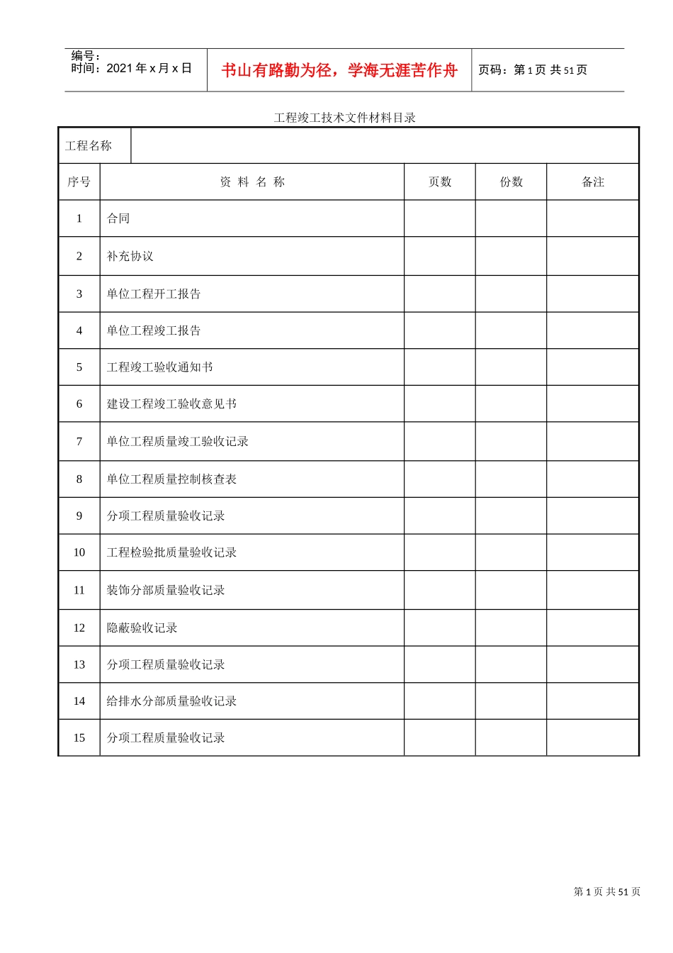 装饰装修工程竣工验收资料表格(大全)(DOC47页)_第1页