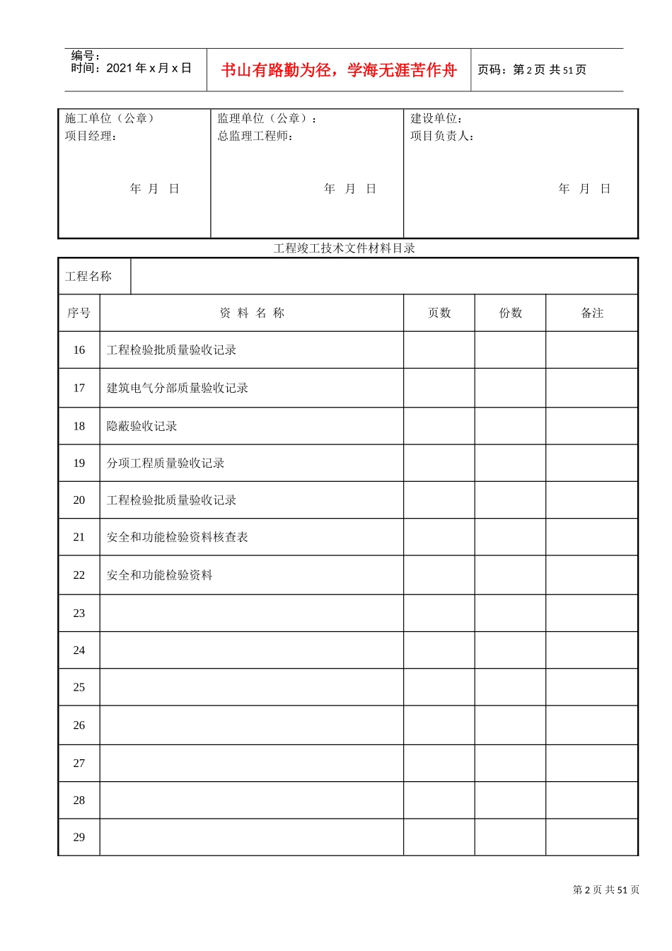 装饰装修工程竣工验收资料表格(大全)(DOC47页)_第2页
