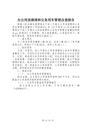 办公用房清理和公务用车管理自查报告
