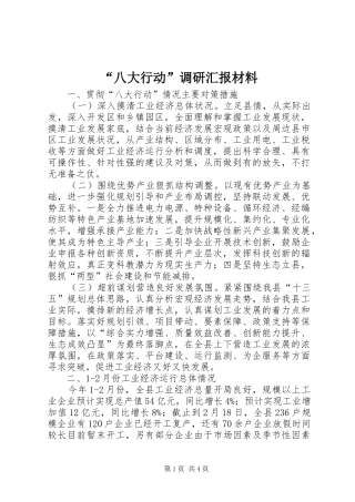 “八大行动”调研汇报材料