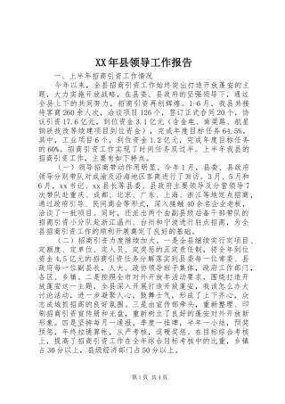 XX年县领导工作报告