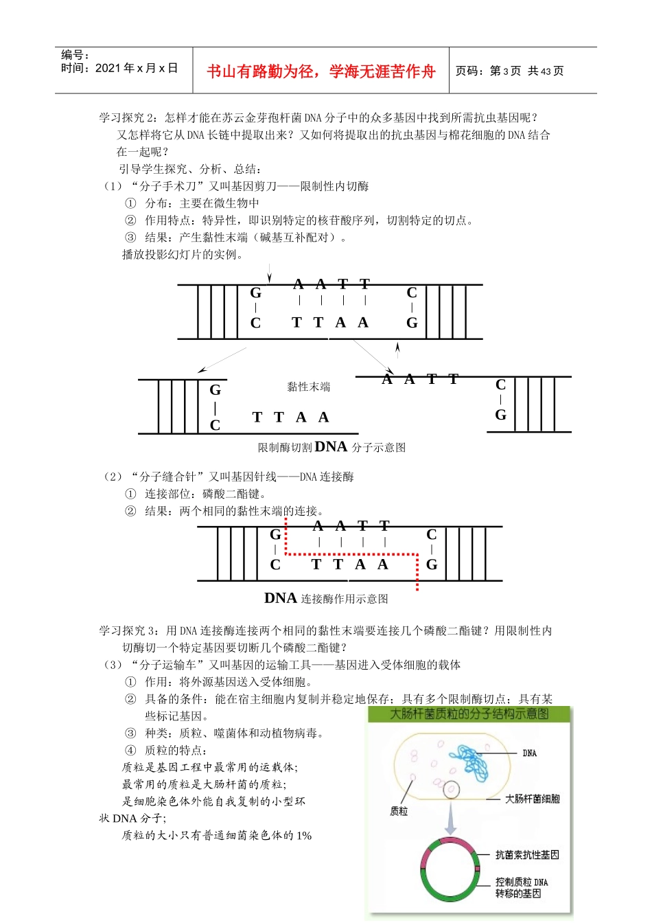 高中生物选修3《现代生物科技专题》教案全集_第3页